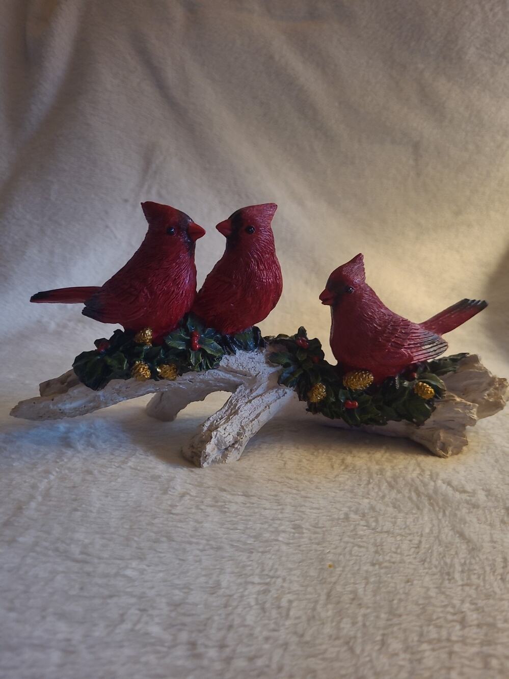 CWI Gifts Resin Cardinal Trio on Branch Figurine Winter Christmas Holiday Decor